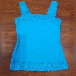 Halogen Blue Lace Cami Tank Top Camisole SIZE SMALL Y2K Style